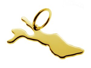 Anhänger der Landkarte Bodensee in massiv 585 Gelbgold