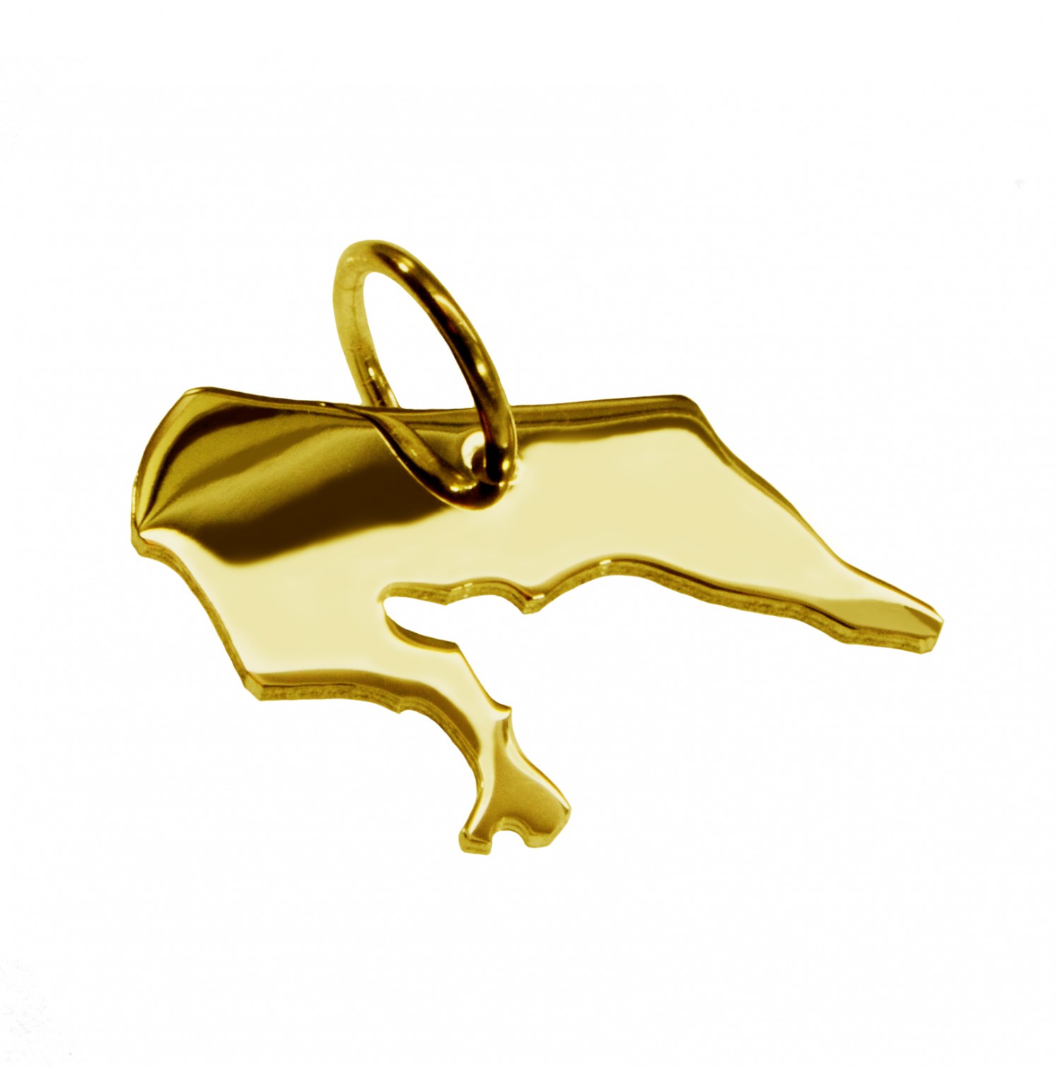 Anhänger der Landkarte Borkum in massiv 585 Gelbgold