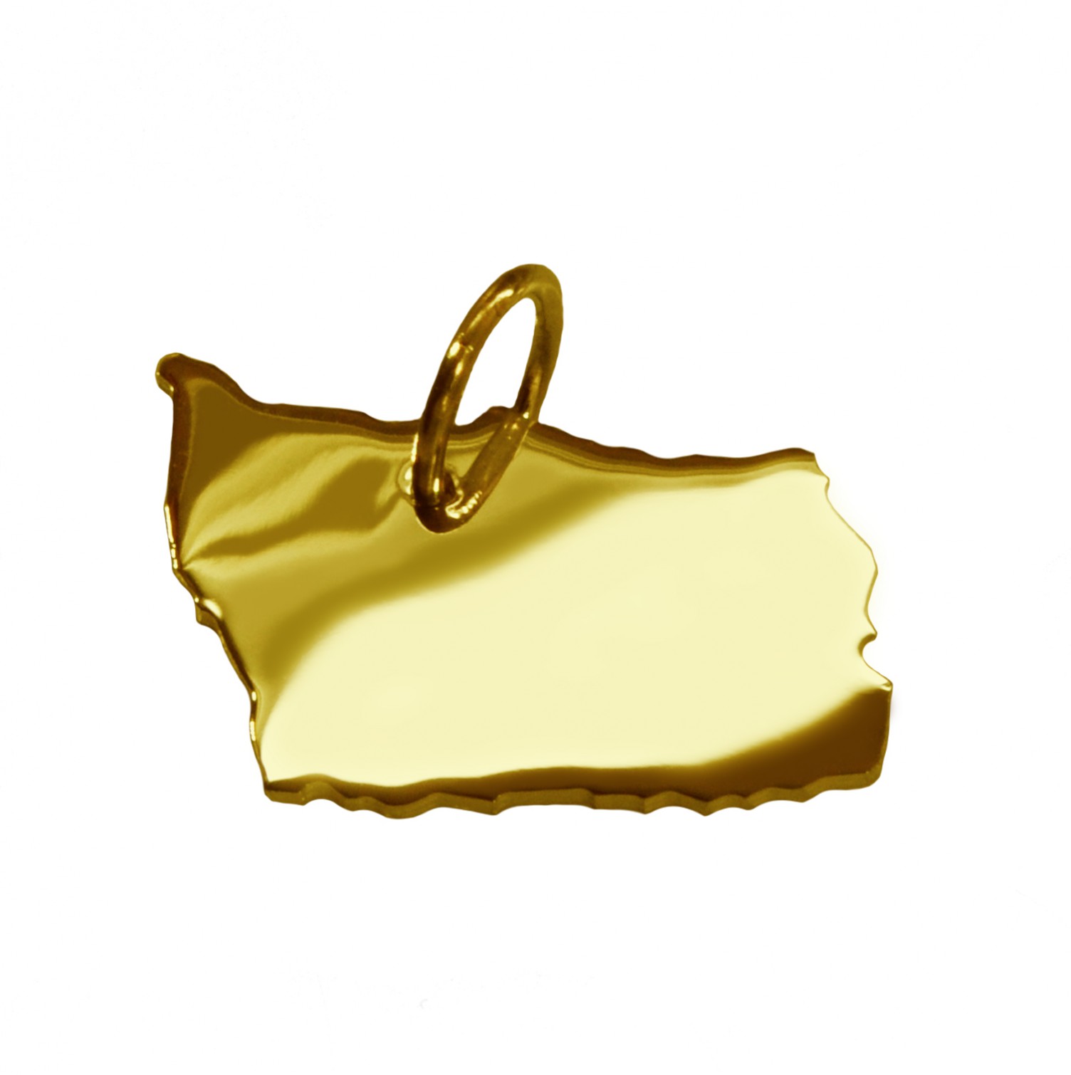 Anhänger der Landkarte Bornholm in massiv 333 Gelbgold