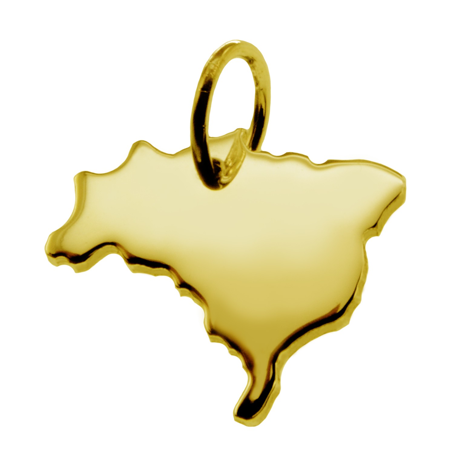 Anhänger der Landkarte Brasilien in massiv 333 Gelbgold