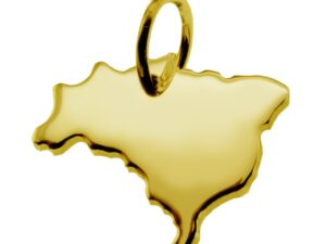 Anhänger der Landkarte Brasilien in massiv 585 Gelbgold