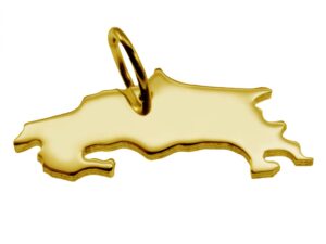 Anhänger der Landkarte Costa Rica in massiv 585 Gelbgold