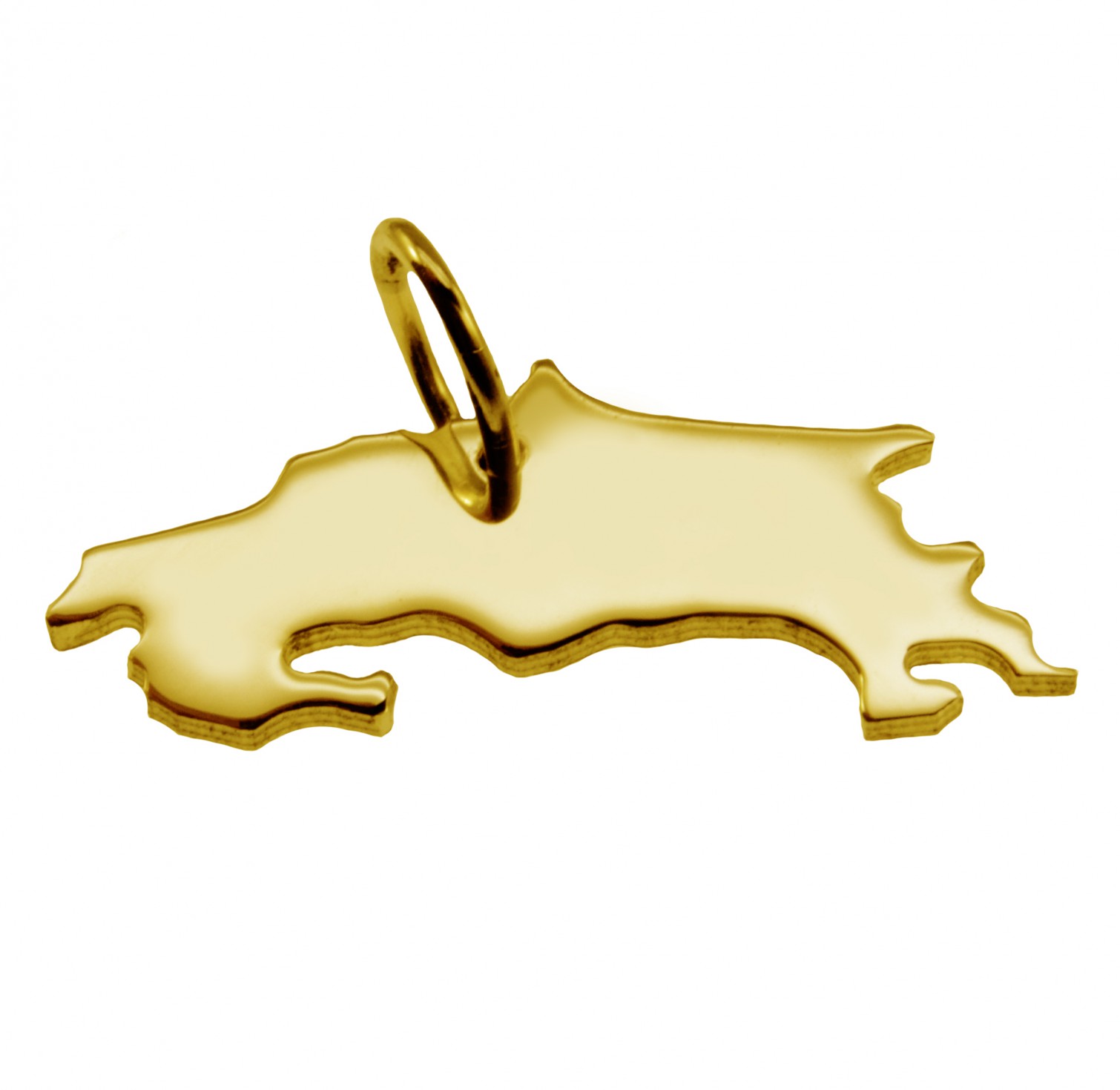 Anhänger der Landkarte Costa Rica in massiv 585 Gelbgold