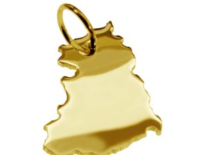 Anhänger der Landkarte DDR in massiv 585 Gelbgold