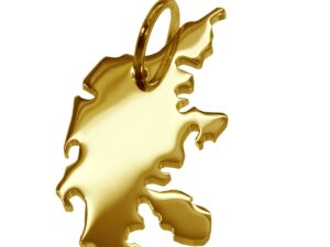 Anhänger der Landkarte Dänemark in massiv 585 Gelbgold