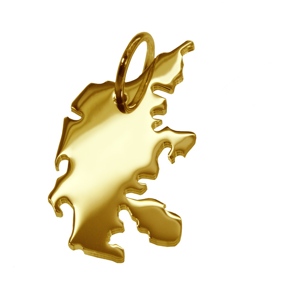 Anhänger der Landkarte Dänemark in massiv 585 Gelbgold