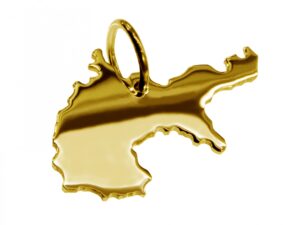 Anhänger der Landkarte Deutschland 1914 in massiv 585 Gelbgold