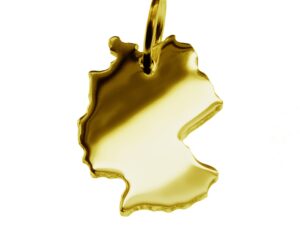 Anhänger der Landkarte Deutschland in massiv 585 Gelbgold