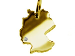 Anhänger Deutschland mit Brillant am Wunschort 585 Gelbgold