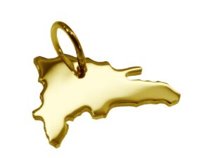 Anhänger der Landkarte Dominikanische Republik in massiv 333 Gelbgold