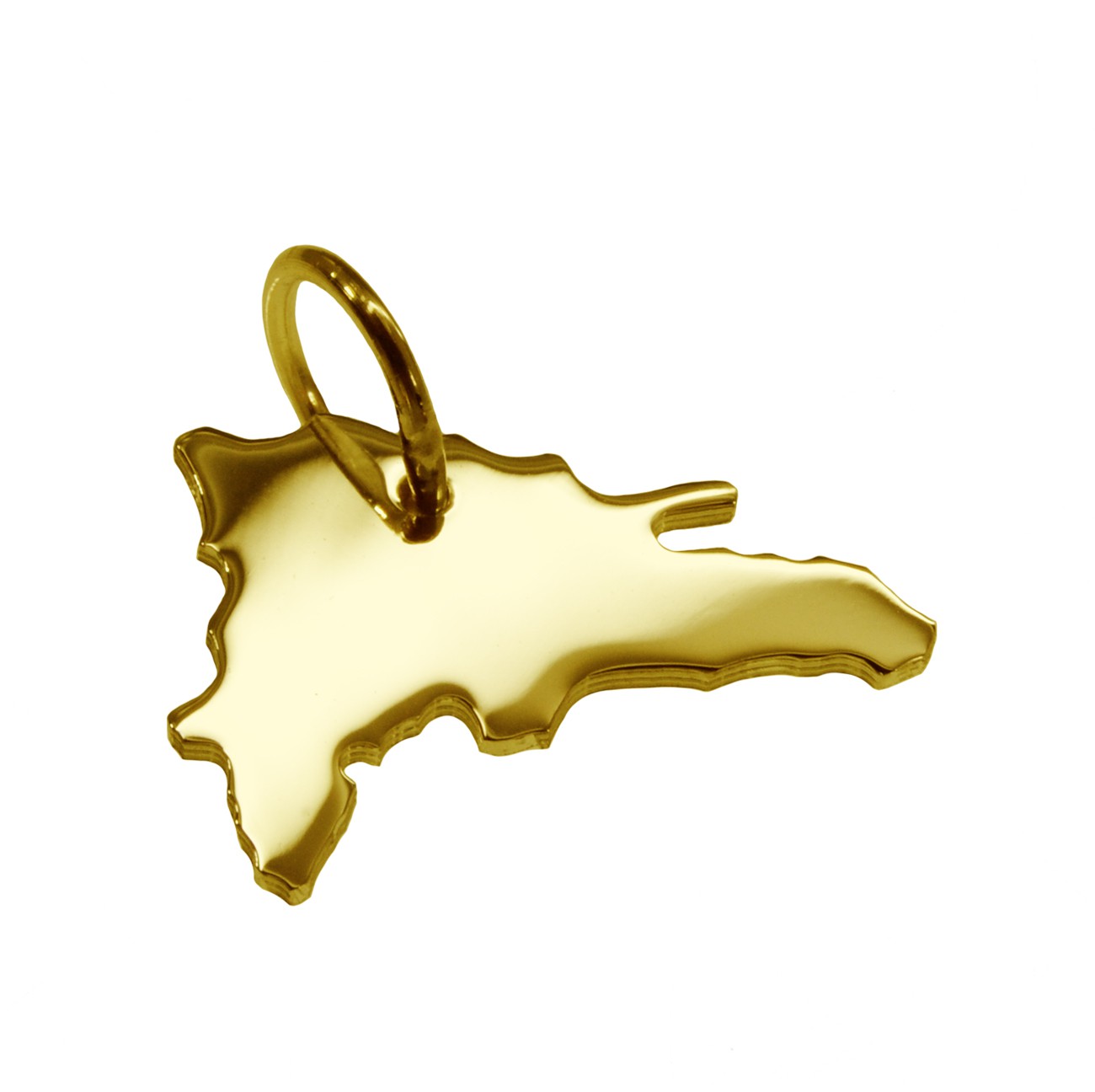 Anhänger der Landkarte Dominikanische Republik in massiv 333 Gelbgold