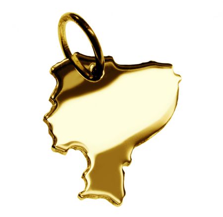 Anhänger der Landkarte Ecuador in massiv 585 Gelbgold – Bild 3