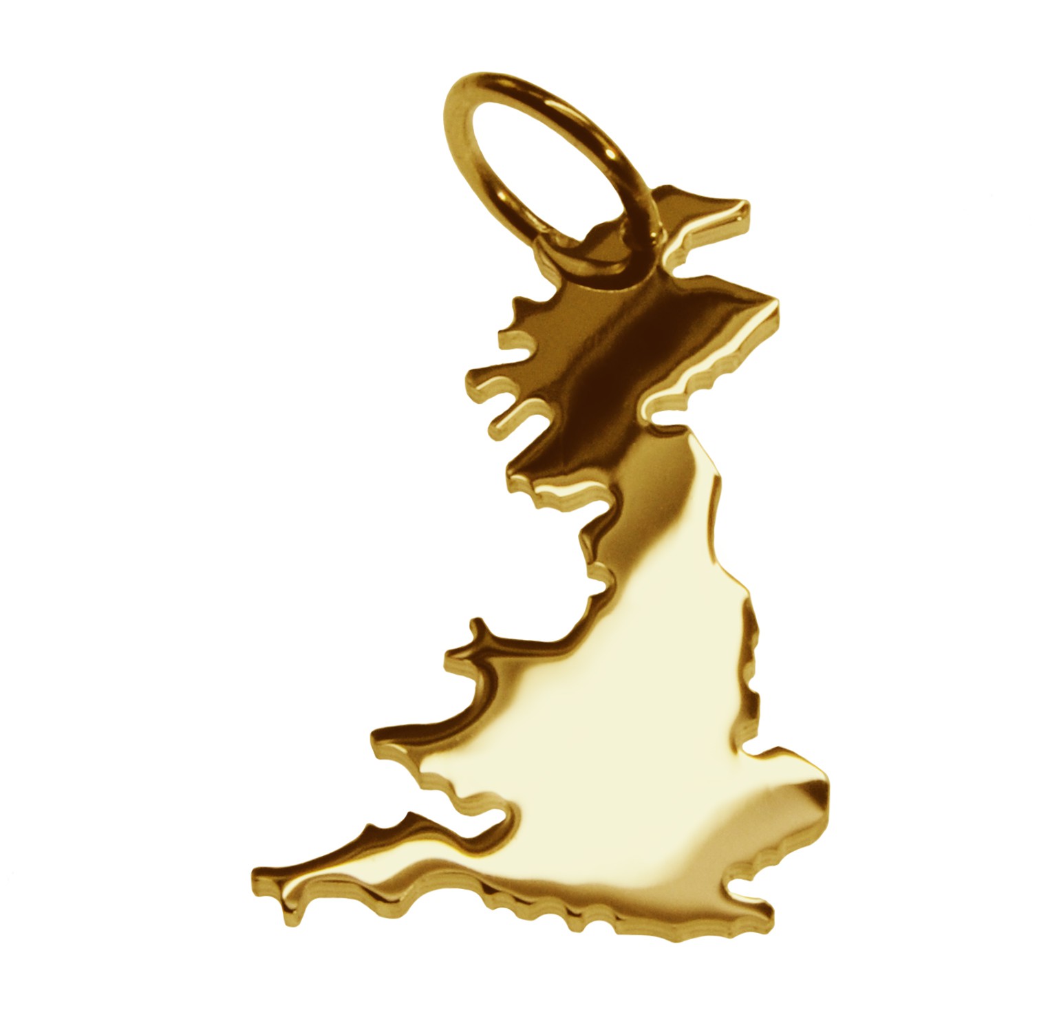 Anhänger der Landkarte England in massiv 585 Gelbgold