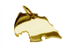 Anhänger der Landkarte Fehmarn in massiv 333 Gelbgold