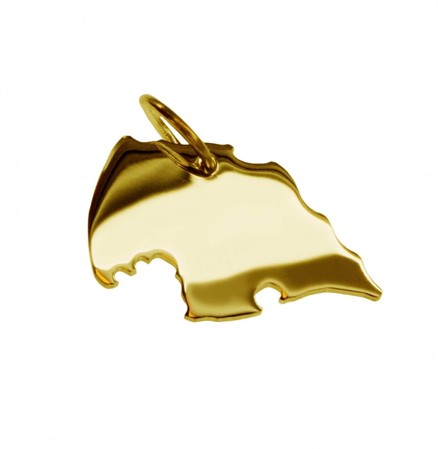 Anhänger der Landkarte Fehmarn in massiv 333 Gelbgold