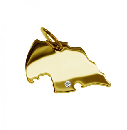 Anhänger Fehmarn mit Brillant am Wunschort 585 Gelbgold