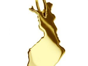 Anhänger der Landkarte Finnland in massiv 585 Gelbgold