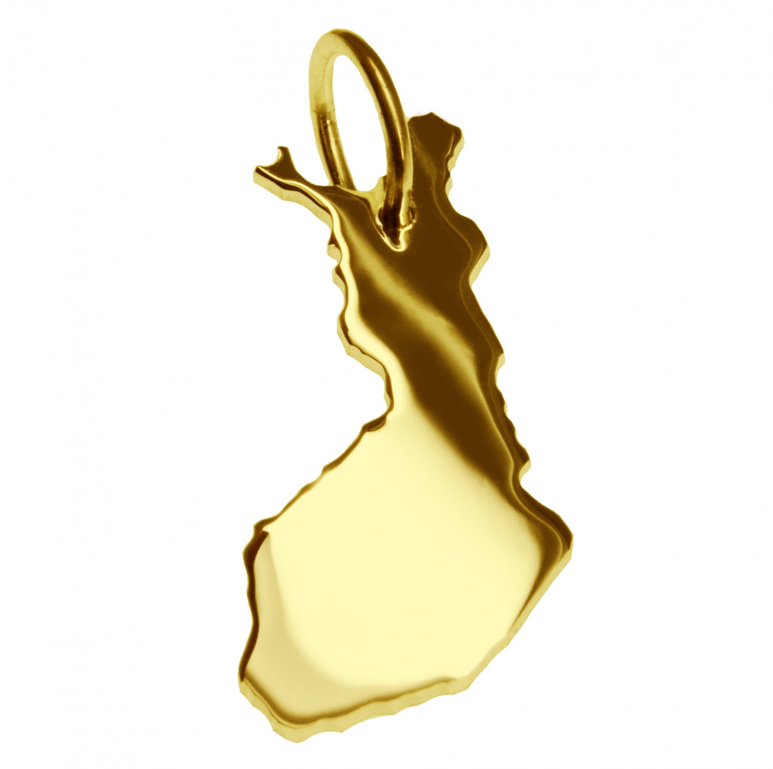 Anhänger der Landkarte Finnland in massiv 585 Gelbgold