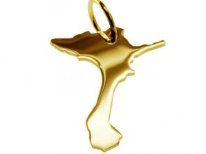 Anhänger der Landkarte Formentera in massiv 585 Gelbgold