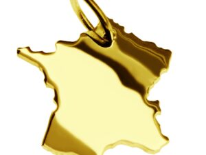 Anhänger der Landkarte Frankreich in massiv 333 Gelbgold