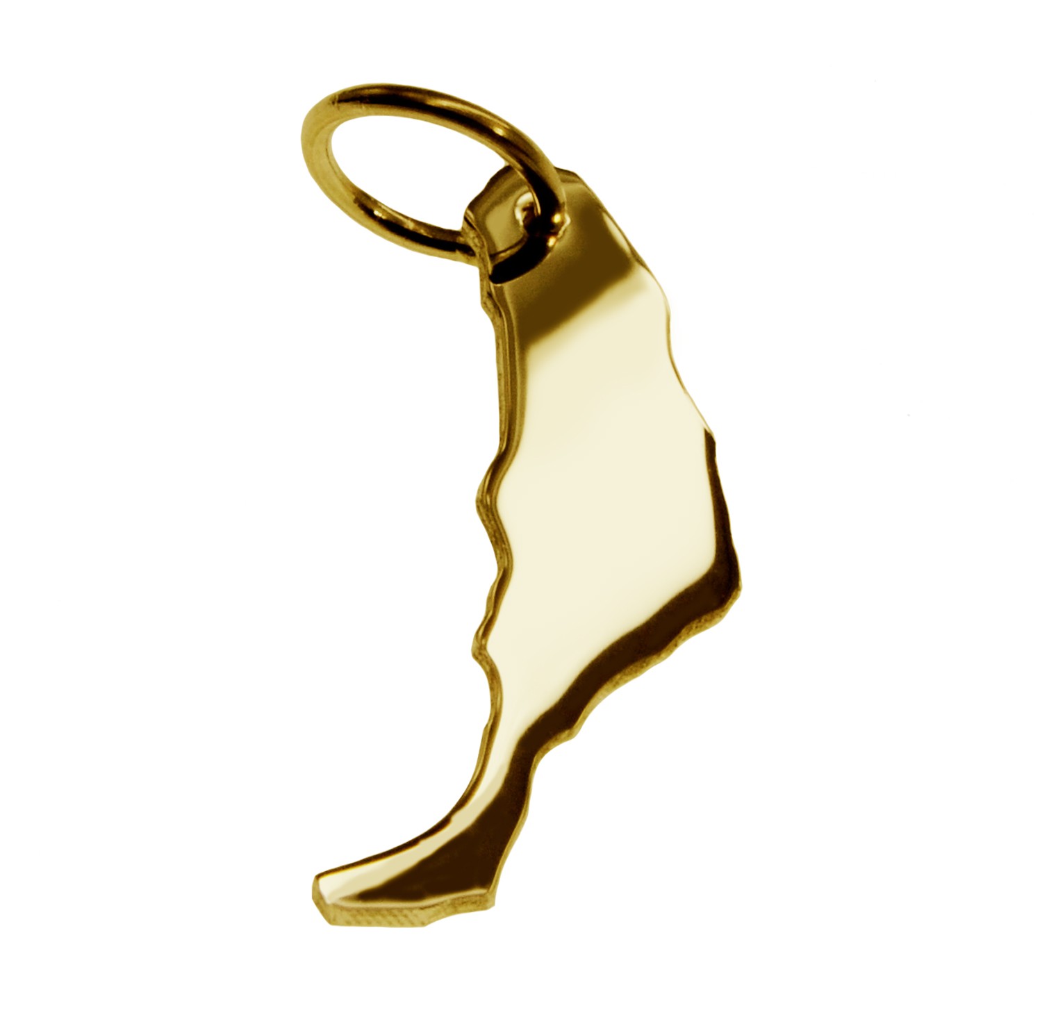 Anhänger der Landkarte Fuerteventura in massiv 333 Gelbgold