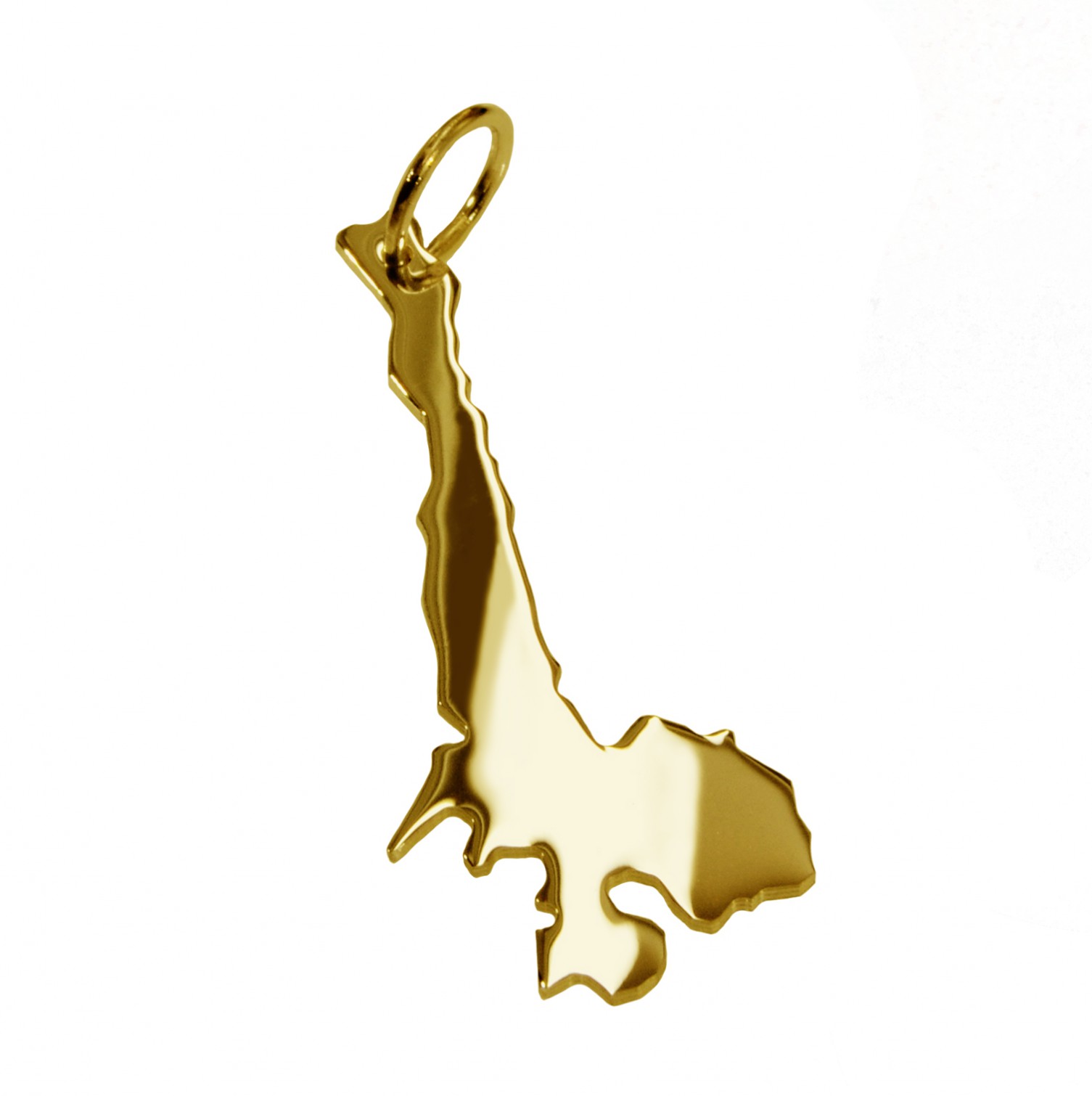 Anhänger der Landkarte Gardasee in massiv 333 Gelbgold