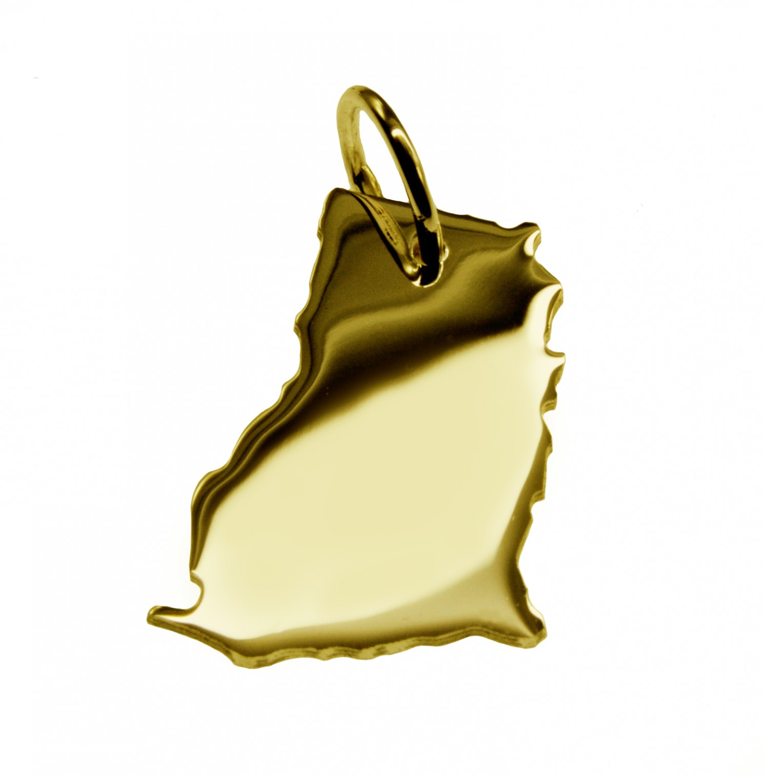 Anhänger der Landkarte Ghana in massiv 333 Gelbgold