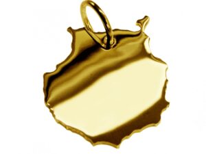 Anhänger der Landkarte Gran Canaria in massiv 585 Gelbgold