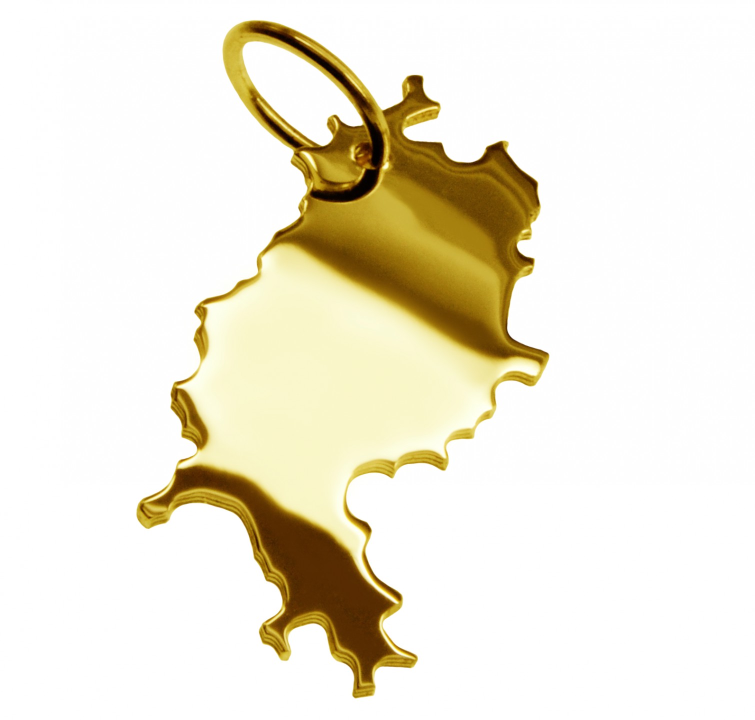 Anhänger der Landkarte Hessen in massiv 333 Gelbgold