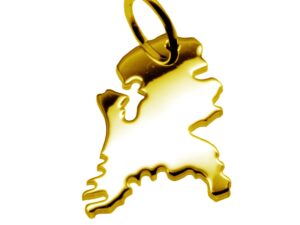 Anhänger der Landkarte Holland in massiv 585 Gelbgold