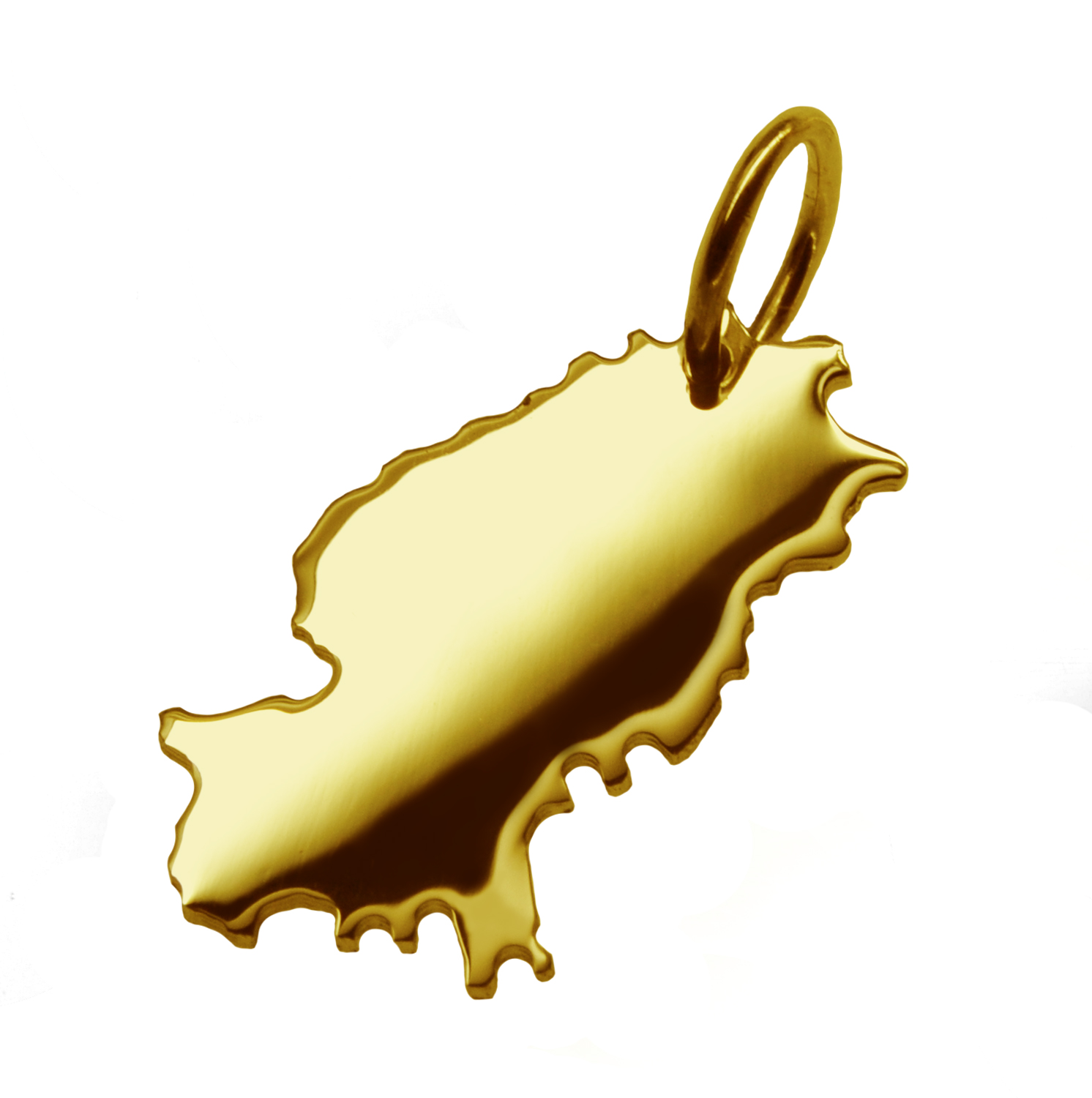 Anhänger der Landkarte Ibiza in massiv 585 Gelbgold