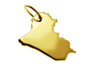 Anhänger der Landkarte Irak in massiv 585 Gelbgold