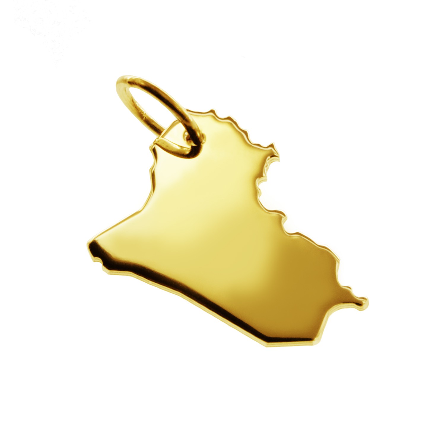 Anhänger der Landkarte Irak in massiv 585 Gelbgold