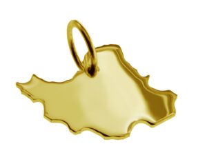 Anhänger der Landkarte Iran in massiv 585 Gelbgold