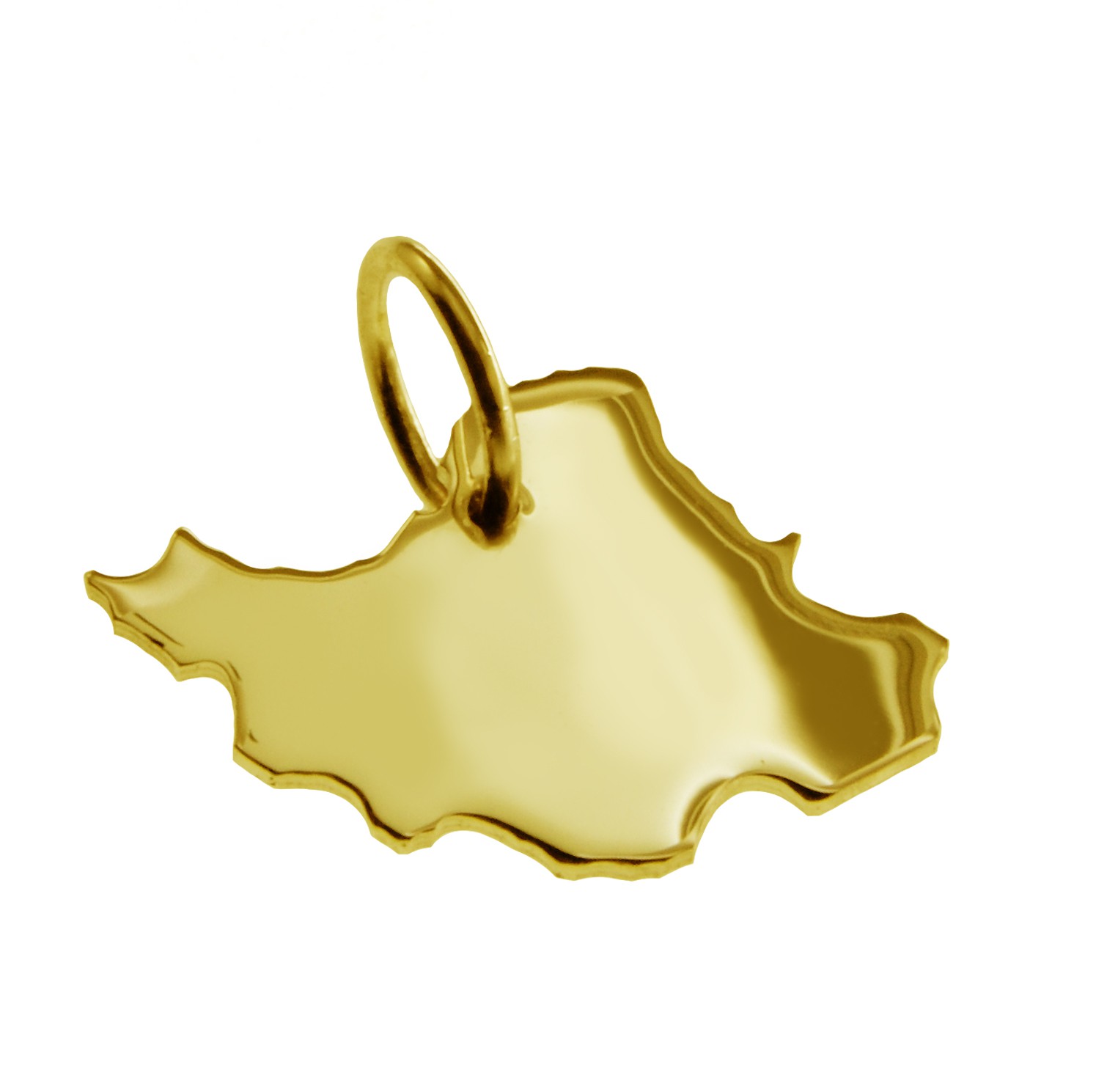 Anhänger der Landkarte Iran in massiv 585 Gelbgold
