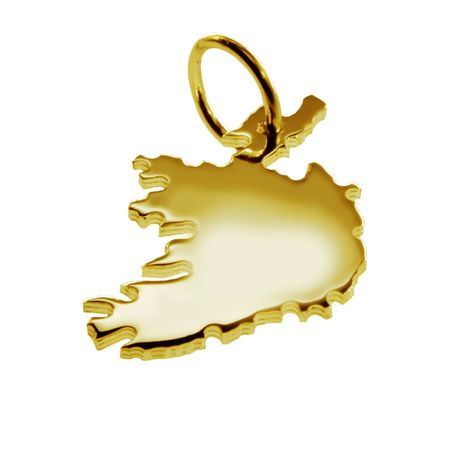 Anhänger der Landkarte Irland in massiv 585 Gelbgold