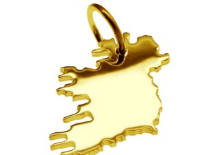 Anhänger der Landkarte Irland komplett in massiv 585 Gelbgold