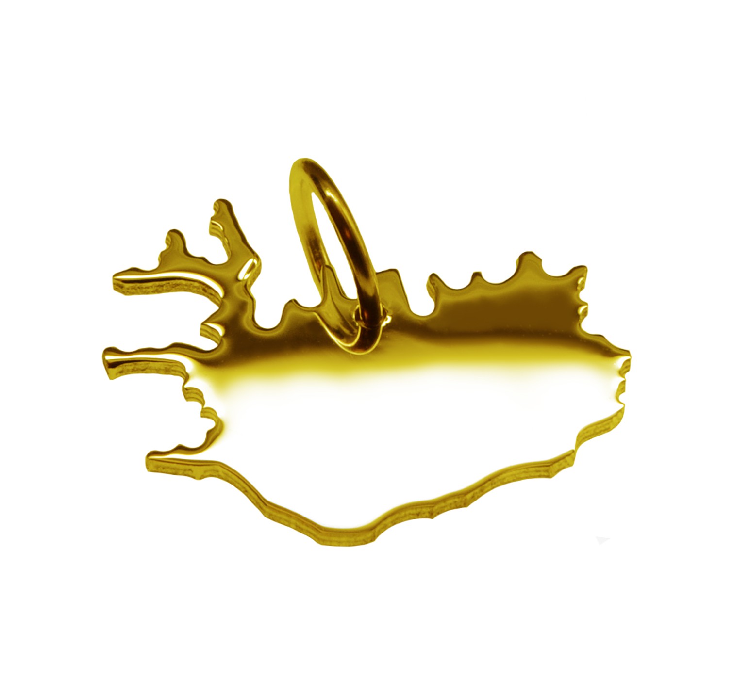 Anhänger der Landkarte Island in massiv 333 Gelbgold
