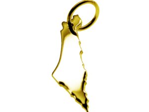 Anhänger der Landkarte Israel in massiv 585 Gelbgold