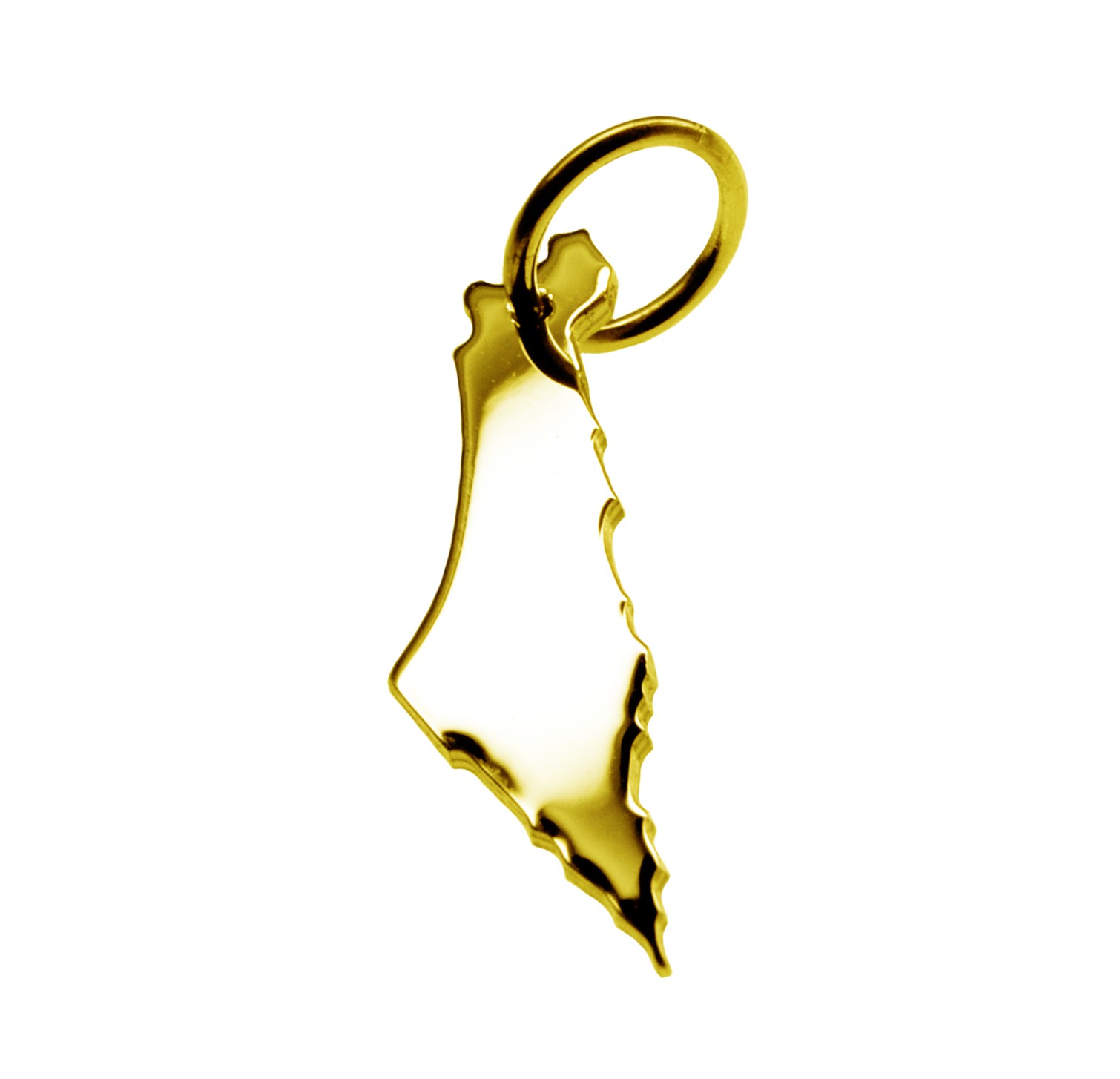 Anhänger der Landkarte Israel in massiv 585 Gelbgold