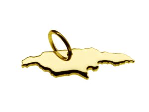 Anhänger der Landkarte Jamaika in massiv 333 Gelbgold