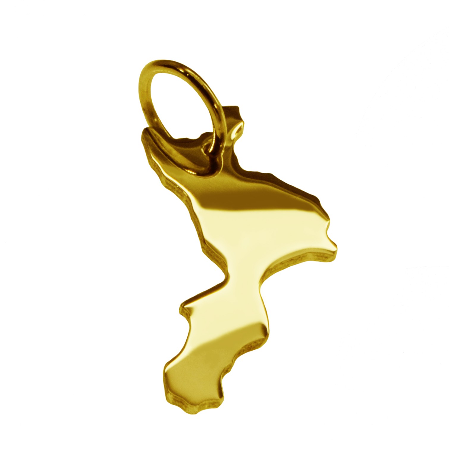 Anhänger der Landkarte Kalabrien in massiv 585 Gelbgold