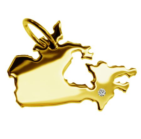 Anhänger Kanada mit Brillant am Wunschort 585 Gelbgold