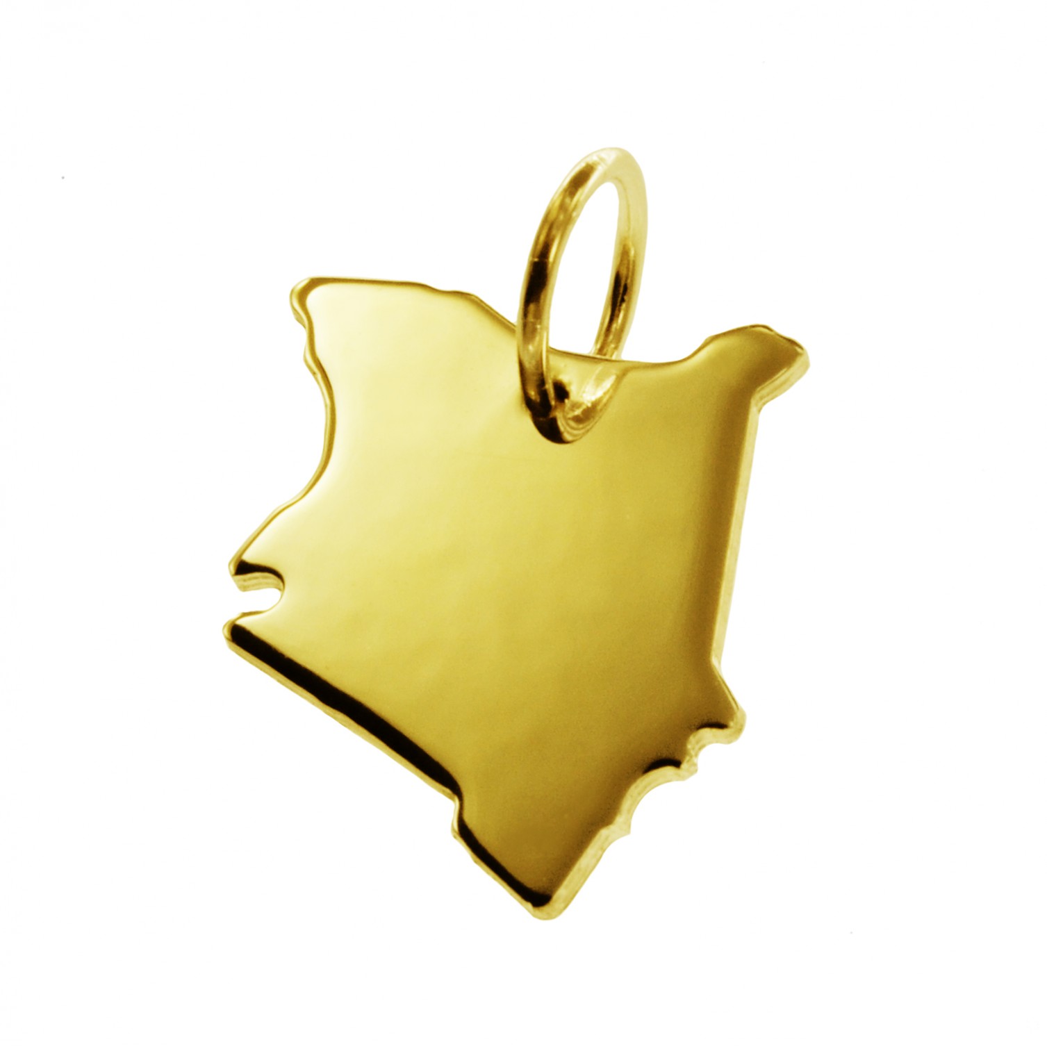 Anhänger der Landkarte Kenia in massiv 585 Gelbgold