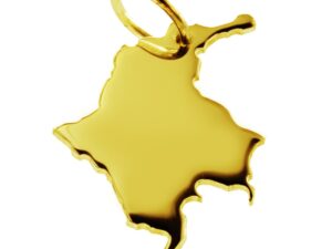 Anhänger der Landkarte Kolumbien in massiv 585 Gelbgold