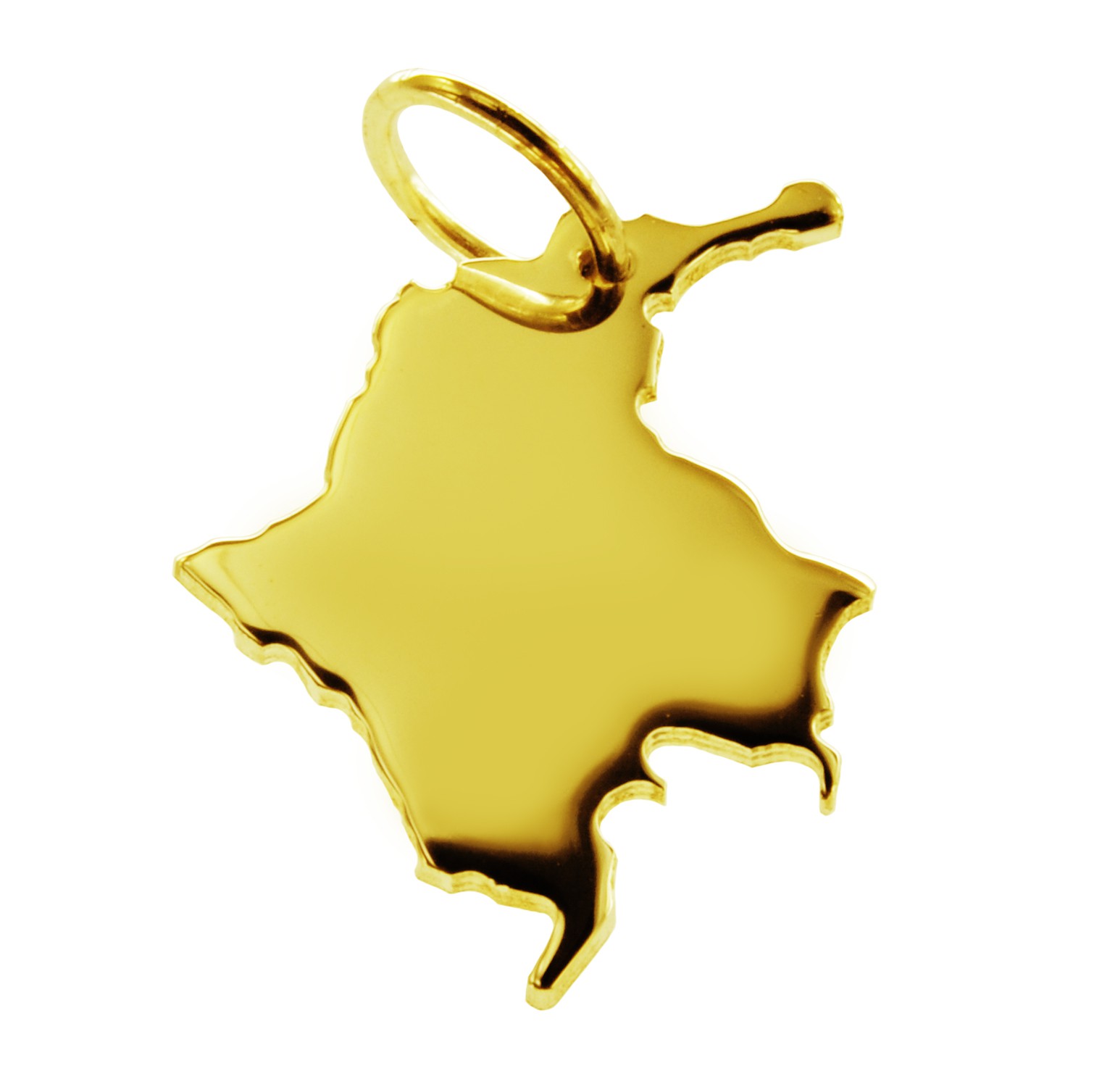 Anhänger der Landkarte Kolumbien in massiv 585 Gelbgold