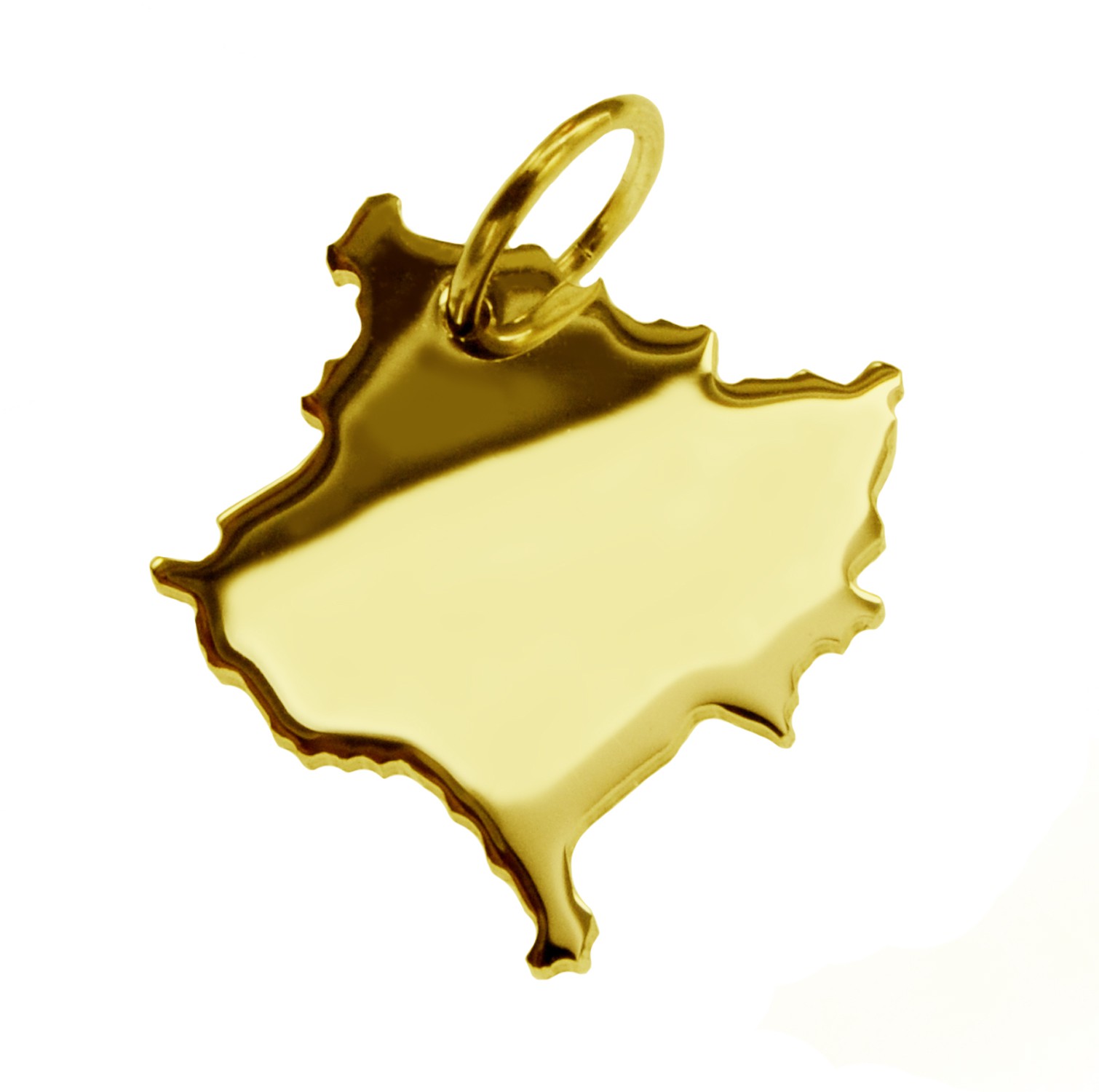 Anhänger der Landkarte Kosovo in massiv 333 Gelbgold