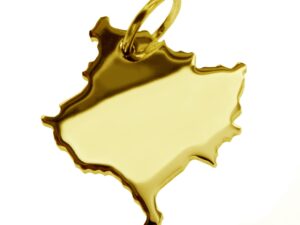 Anhänger der Landkarte Kosovo in massiv 585 Gelbgold