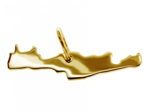 Anhänger der Landkarte Kreta in massiv 585 Gelbgold