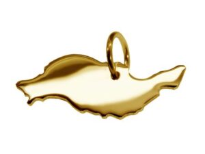 Anhänger der Landkarte Lanzarote in massiv 585 Gelbgold